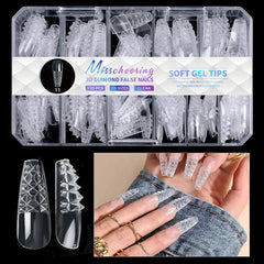 140pc 3D Diamond Soft Gel Nail Tips Style 11 Nail Art Designs image 0