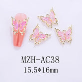 Nail Art Deco Gold Metal Pink Crystal Butterfly Charm Y01-MZH-AC38 image 0