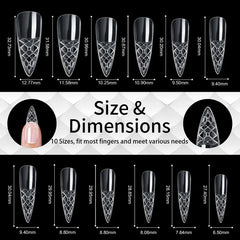 140pc 3D Diamond Soft Gel Nail Tips Style 10 Nail Art Designs image 1