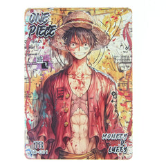 Card featuring an anime character with a colorful background and 'One Piece' branding.