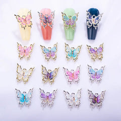 Nail Art Deco Gold Metal Violet Crystal Butterfly Charm Y01-MZH-AC41 image 1