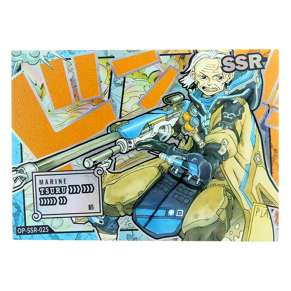 Comic book-style illustration of a character in a futuristic outfit with 'SSR' and 'Marine Tsuru' text.